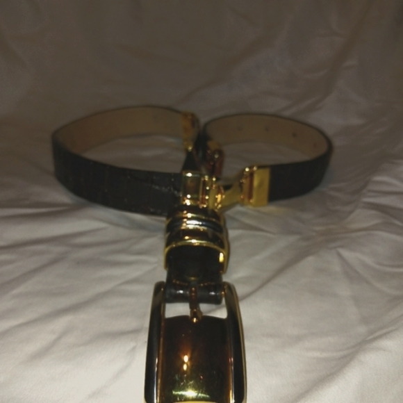 B.B. Simon Leather Croc Embossed  Vtg. BELT - Two Tone Ornate Buckle Spain 32 - Picture 6 of 6